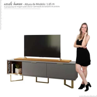 Rack Para TV 65 Polegadas Sagary 1.8 EAX Móveis Cinza/Tauari