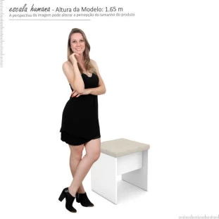 Banqueta para Penteadeira Anita Mirarack Branco