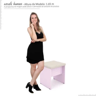 Banqueta para Penteadeira Anita Mirarack Rosa