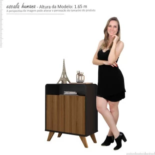 Buffet Balcão 2 Portas Eccos Fabrimoveis Preto/Nature