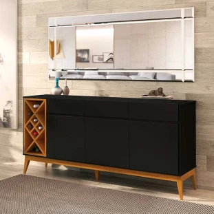 Buffet Sala Jantar Adega Passion EDN Preto/Cedro