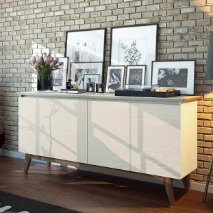 Balcão Buffet 1.65cm Para Sala de Jantar 4 Portas Classic Imcal Off White