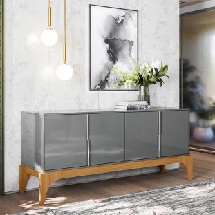Buffet Balcão Para Sala de Jantar 168cm 4 Portas Amalfi Lukaliam Cinza/Tauari