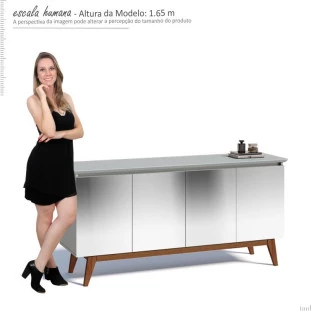 Balcão Buffet 4 Portas Com Espelho 1.60 Classic Imcal Imcal Branco