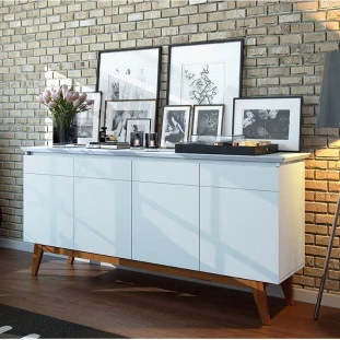 Balcão Buffet 1.65cm Para Sala de Jantar 4 Portas Classic Imcal Branco