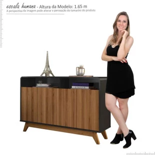 Buffet Balcão 4 Portas Eccos Fabrimoveis Preto/Nature