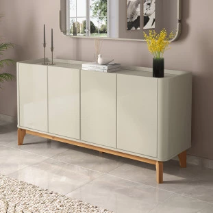 Buffet Balcão 160cm Sala com 4 Portas Flip 1.6 Patrimar Off White