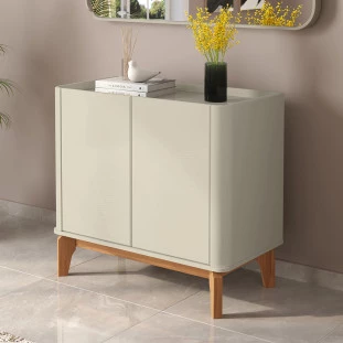 Buffet Balcão Pequeno 90cm Sala com 2 Portas Flip 90 Patrimar Off White