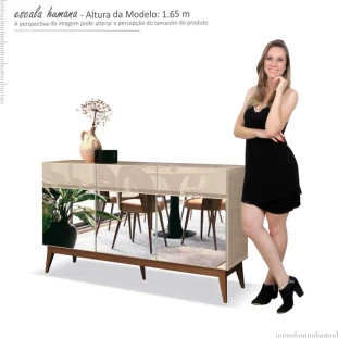 Buffet Sala Jantar Espelhado 3 Portas Malbec EDN Off White