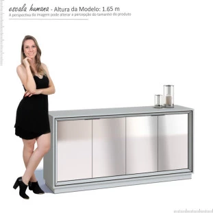 Buffet 4 Portas Com Espelho Sala de Jantar 1.60 Ópera Imcal Branco
