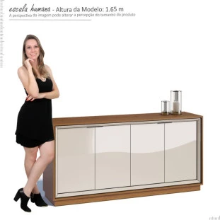 Buffet Para Sala de Jantar 4 Portas 1.60 Ópera Imcal Off White/Freijó
