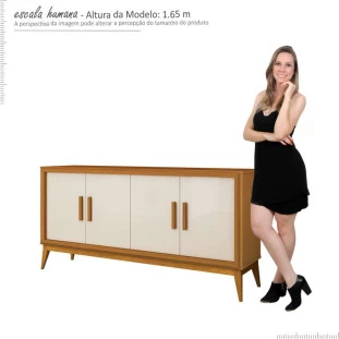 Aparador Buffet Para Sala 4 Portas 160 Middag EAX Cedro/Off White