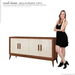 Aparador Buffet Para Sala 4 Portas 160 Middag EAX Naturale/Off White