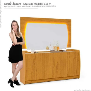 Buffet Com Espelho Sala Jantar Sublime 1.6 Gelius Naturale/Off White