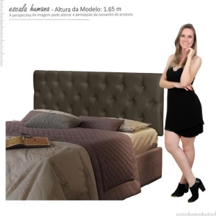 Painel Cabeceira Casal 140 Almofadada Capitone 9011 JB Bechara Marrom