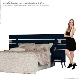 Cabeceira Para Cama Box Casal Qeen ou King Roma Gelius Azul