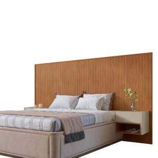 Cabeceira Ripada Para Cama King Com Mesas Laterais 314cm Florença Casa D Cedro/Linho