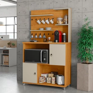 Cantinho do Café Balcão Para Micro-Ondas  90cm Aconchego Patrimar Cinamomo/Off White
