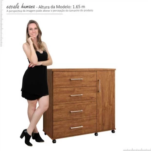 Cômoda Sapateira 4 Gavetas Belle Lukaliam Amêndoa