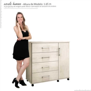 Cômoda Sapateira 4 Gavetas Belle Lukaliam Champagne