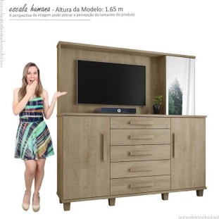 Cômoda com Painel Para TV Estrela RV Móveis Niagara