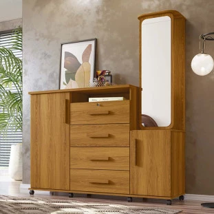 Cômoda Grande Com Espelho Giratório 163cm Copacabana Lukaliam Freijo