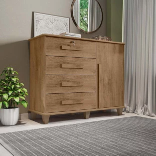 Cômoda com Sapateira 120cm 4 Gavetas Quarto Grécia RV Móveis Cinamomo