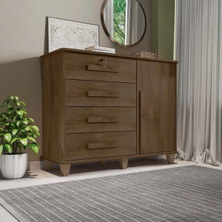 Cômoda com Sapateira 120cm 4 Gavetas Quarto Grécia RV Móveis Freijo