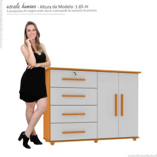 Cômoda com Sapateira Jade Mirarack Cedro/Off White