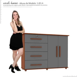 Cômoda com Sapateira Jade Mirarack Ipê/Cinza