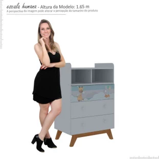 Cômoda Infantil Pequena Mundo Encantado Pés Cadeira Gelius Branco