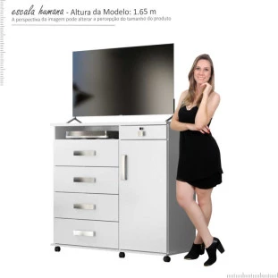Cômoda Sapateira 4 Gavetas Madri Lukaliam Branco