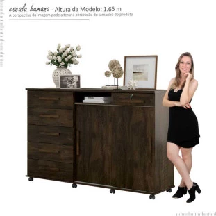 Cômoda Grande Organizadora 176cm Max New Lukaliam Noce
