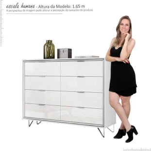 Cômoda Premium 8 Gavetas Lukaliam Branco