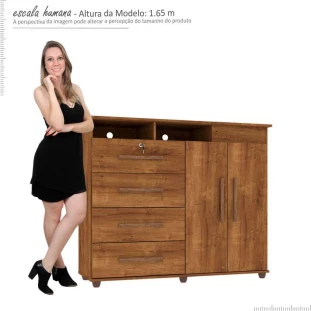 Cômoda com Sapateira Diamante Mirarack Canela