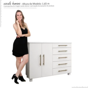 Cômoda Sapateira 2 Portas 5 Gavetas Suíca Gelius Branco