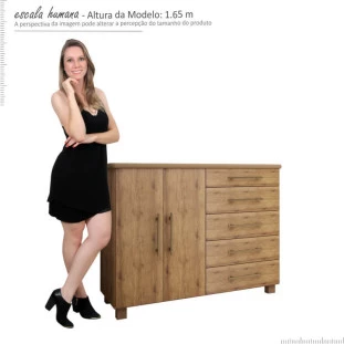 Cômoda Sapateira 2 Portas 5 Gavetas Suíca Gelius Madeirado