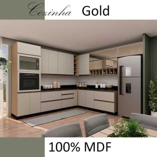 Módulo Armário Aéreo 88x100 Canto Reto Esquerdo 100% MDF Cozinha Modulada Gold Robel Hanover/Fendi