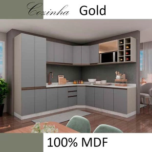 Módulo Armário Aéreo Nicho Micro-Omdas 68x70 100% MDF Cozinha Modulada Gold Robel Fendi/Cinza