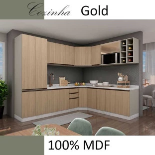 Módulo Armário Aéreo Nicho Micro-Omdas 68x70 100% MDF Cozinha Modulada Gold Robel Fendi/Hanover