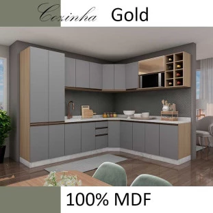 Módulo Armário Aéreo Nicho Micro-Omdas 68x70 100% MDF Cozinha Modulada Gold Robel Hanover/Cinza