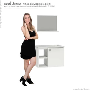 Conjunto Para Banheiro Aço Gabinete com Espelho Acerola 60 Cozimax Branco