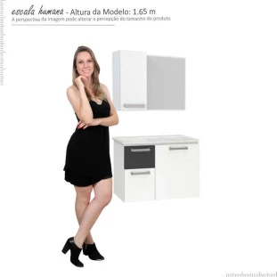 Conjunto Para Banheiro Aço Kiwi 60 Espelheira Romã Cozimax Branco/Preto