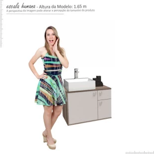 Gabinete de Banheiro Caeté 60 com Cuba Cubo Cozimax Nude/Tamarindo