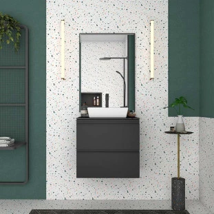Gabinete Para Banheiro Gaia 60 com Cuba Nimbus Cozimax Preto