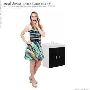 Gabinete Para Banheiro Madeira Ficus 50 Cozimax Branco/Preto