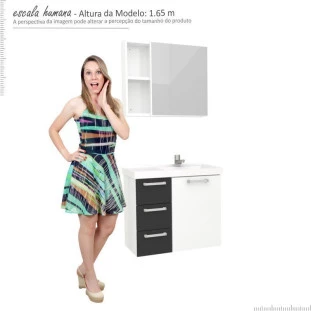 Conjunto Para Banheiro Aço Ameixa 60 Cozimax Branco/Preto