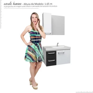 Conjunto Para Banheiro Aço Romã 60 Cozimax Branco/Preto
