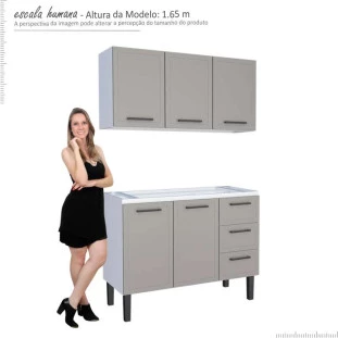 Cozinha Gabinete e Aéreo 120 Juno 3G Cozimax Cinza Argila