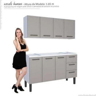 Cozinha Gabinete e Aéreo 150 Juno 3G Cozimax Cinza Argila
